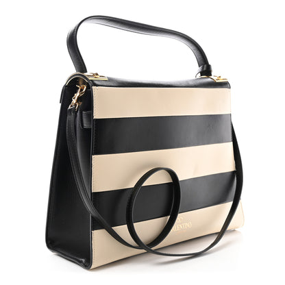 Valentino Garavani Vitello Striped Medium My Rockstud Frame Bag Black Light Ivory 3 of 9