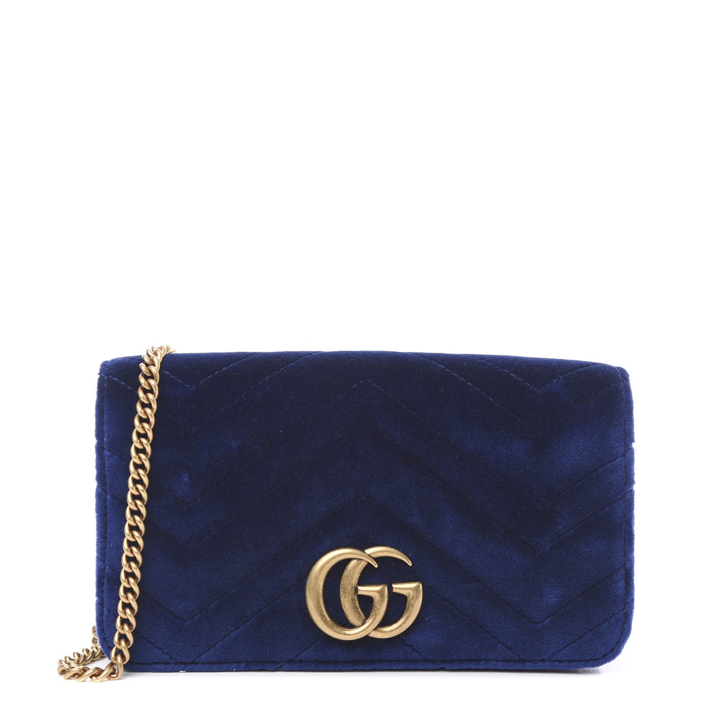 Velvet Matelasse GG Marmont Mini Bag Cobalt Blue