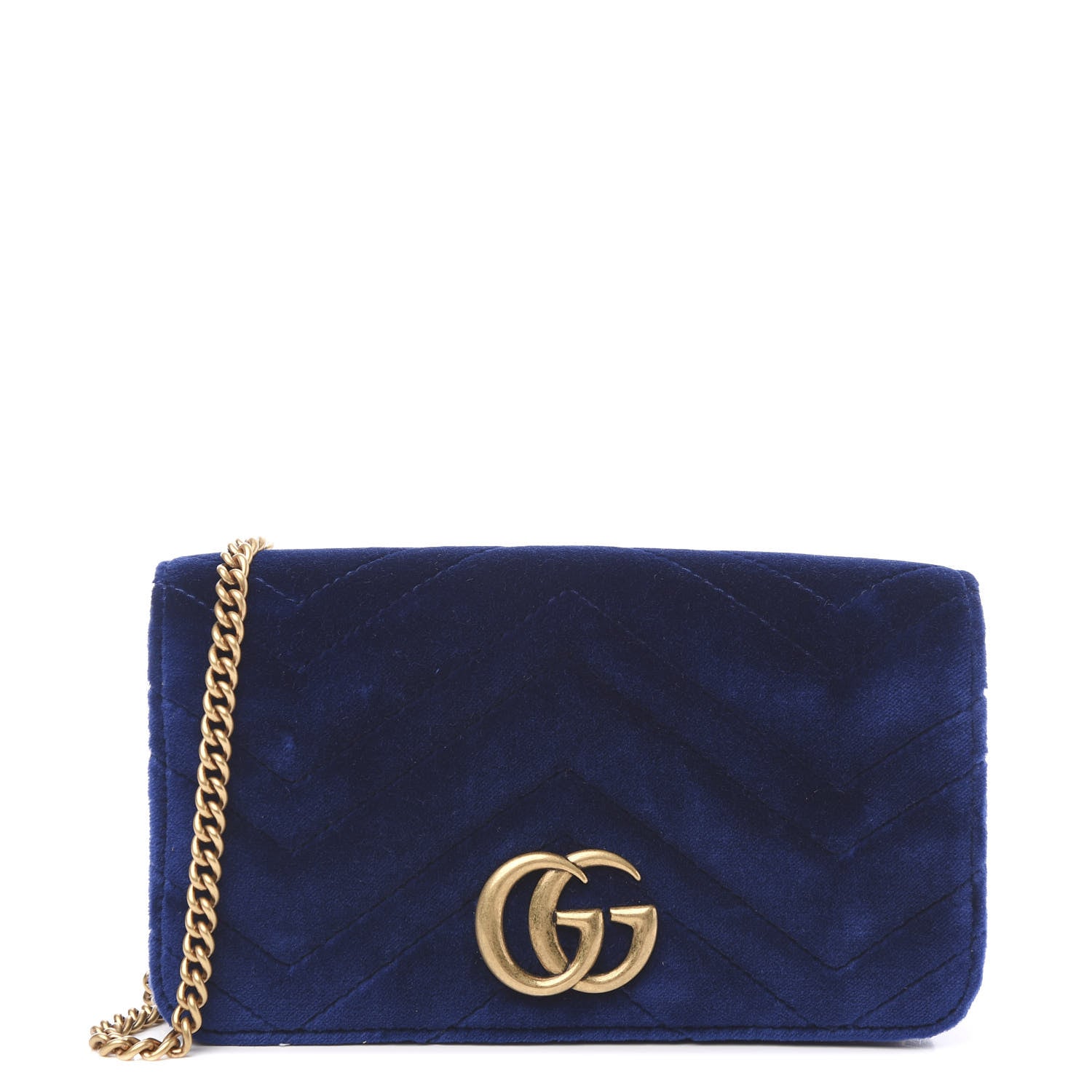 Gucci Velvet Matelasse GG Marmont Mini Bag Cobalt Blue 1 of 8