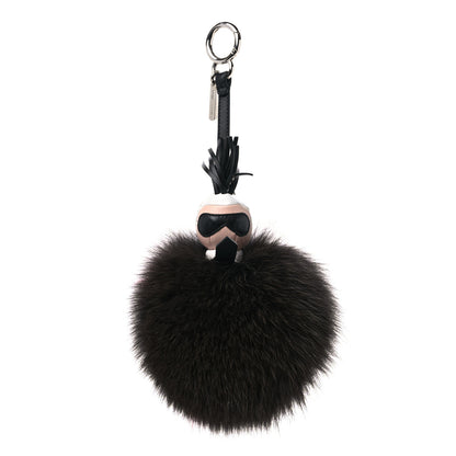 Fendi Fox Fur Shiny Nappa Bi-Color Super Karlito Pom Pom Bag Charm Moro Rosso Chiaro 1 of 5