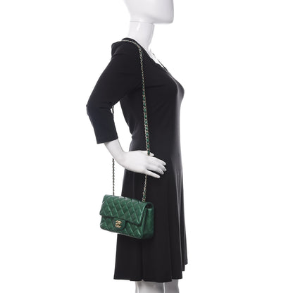 Chanel Metallic Caviar Quilted Mini Rectangular Flap Green 2 of 10
