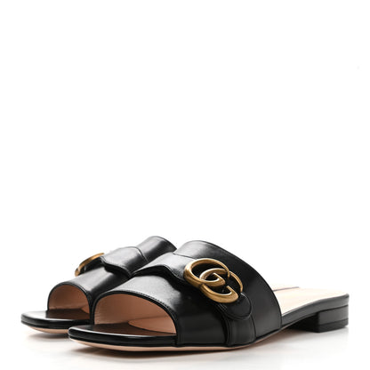 Gucci Malaga Kid GG Marmont Flat Slide Sandals 37.5 Black 3 of 10