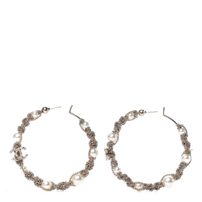 Chanel Pearl CC Hoop Earrings Gold 1 of 4