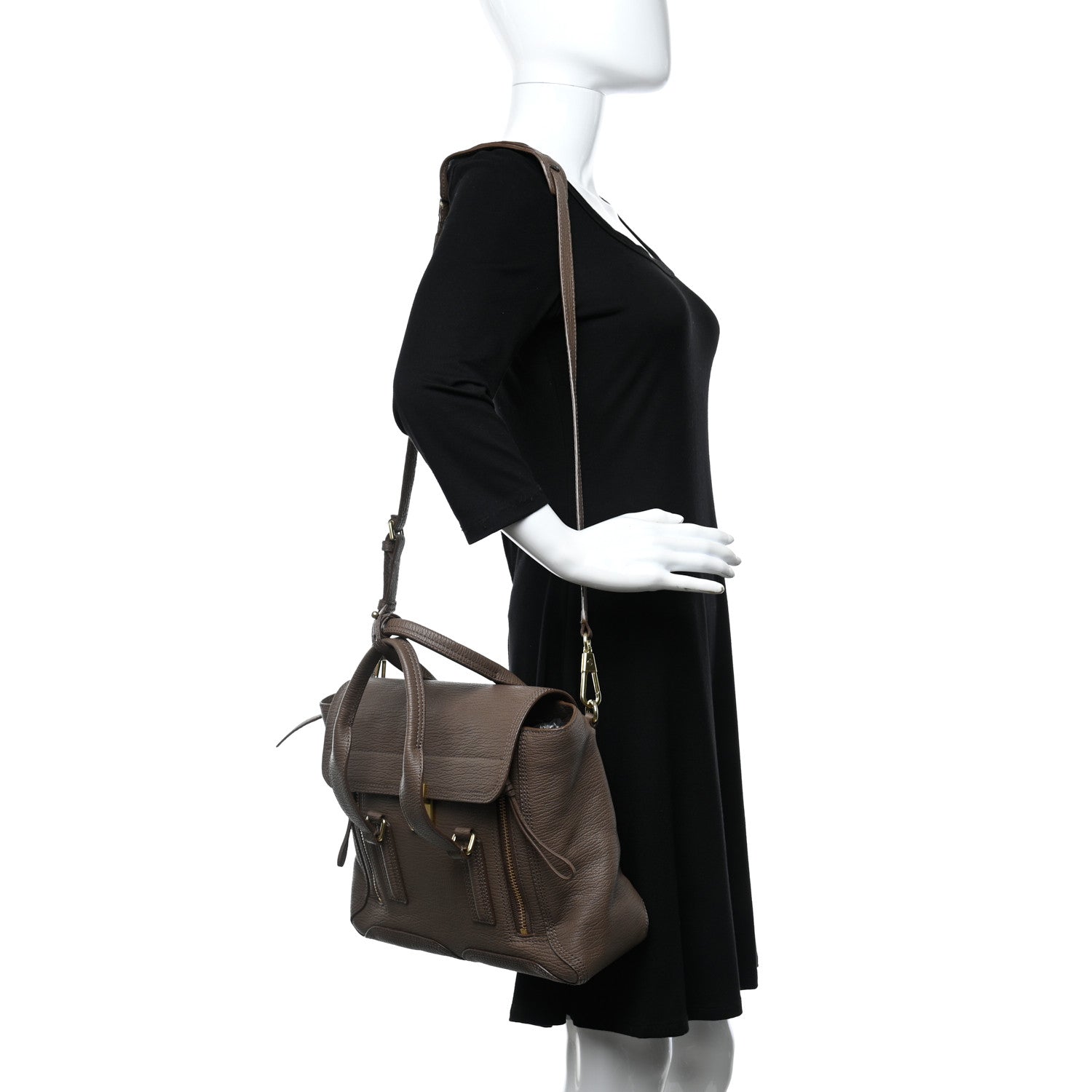 3.1 Phillip Lim Textured Calfskin Medium Pashli Satchel Taupe 2 of 8