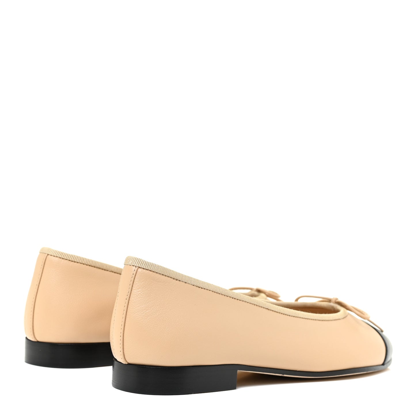 Lambskin Cap Toe CC Ballerina Flats 38 Beige Black