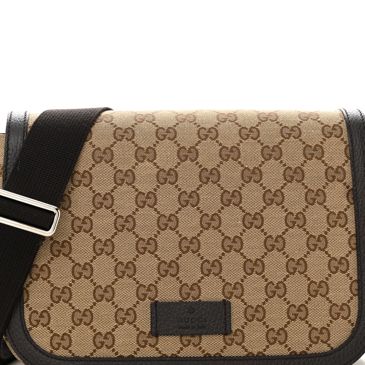 Monogram Flap Messenger Bag Beige Dark Brown