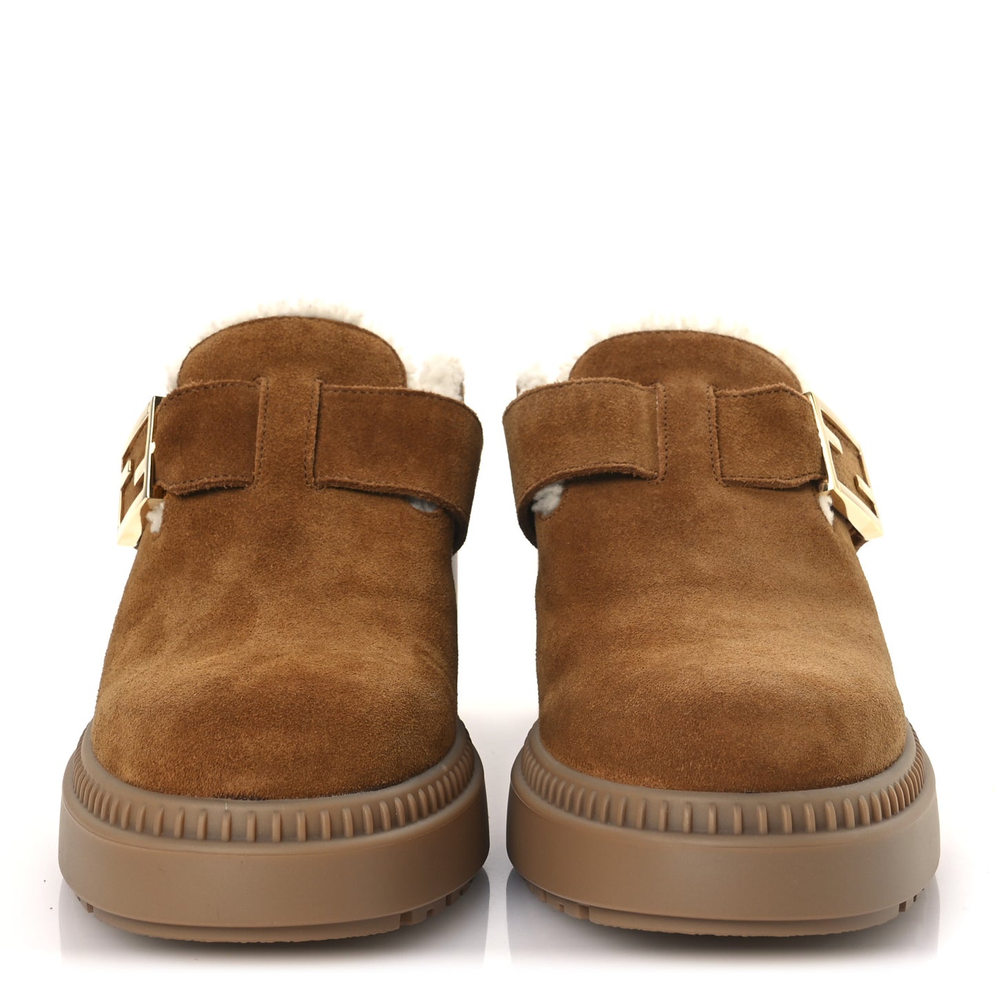 Suede Shearling Clogs 39 Caramel Latte