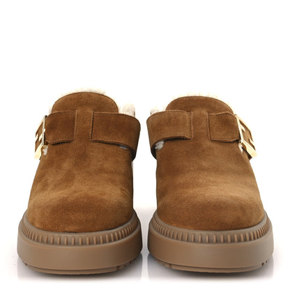 Fendi Suede Shearling Clogs 39 Caramel Latte 3 of 11