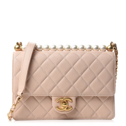 Chanel Lambskin Quilted Small Chic Pearls Flap Beige 1 of 11