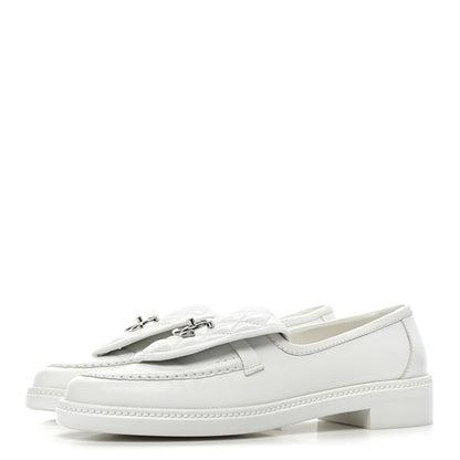 Chanel Shiny Lambskin Quilted CC Turnlock Loafers 40 White 3 of 12