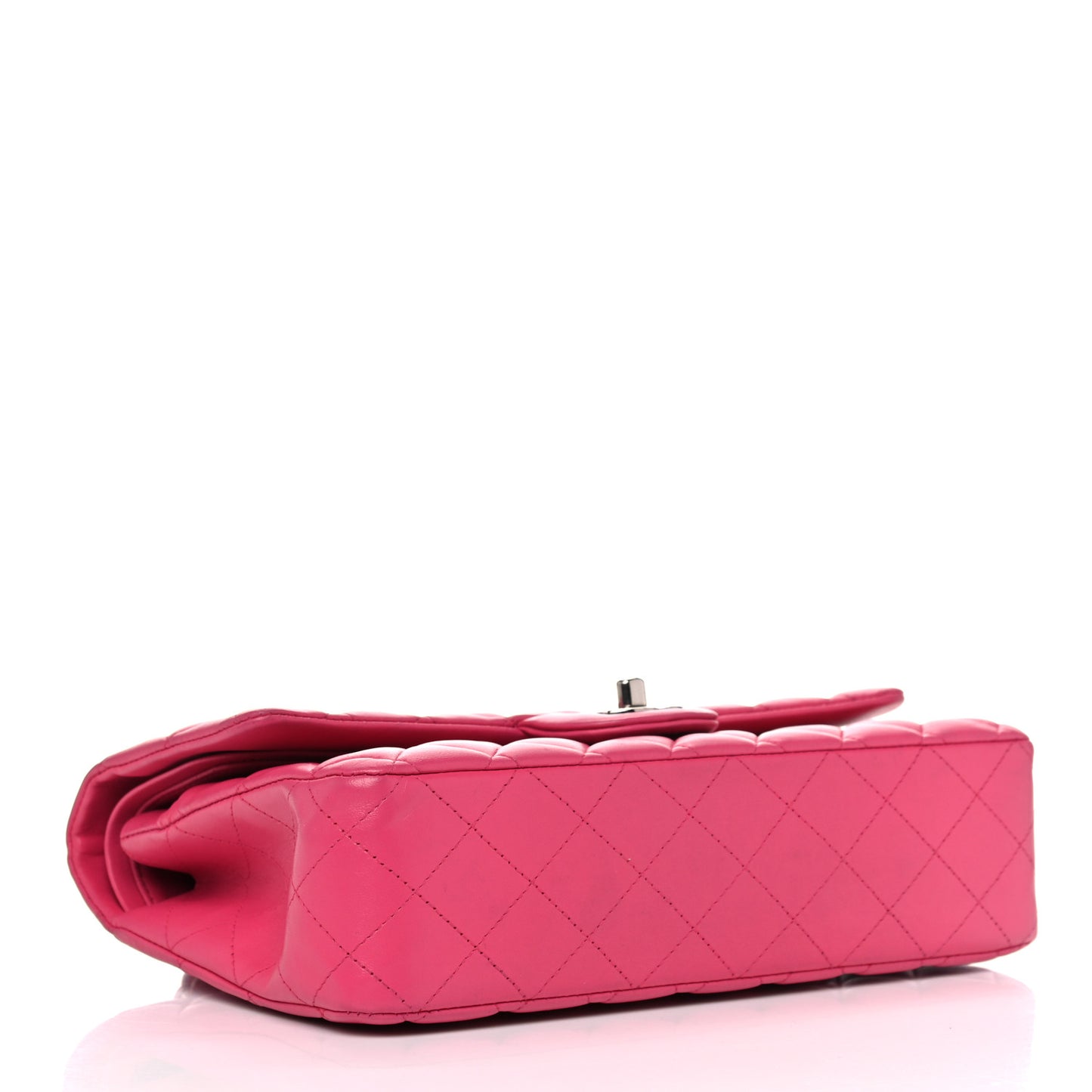 Lambskin Quilted Medium Double Flap Dark Pink