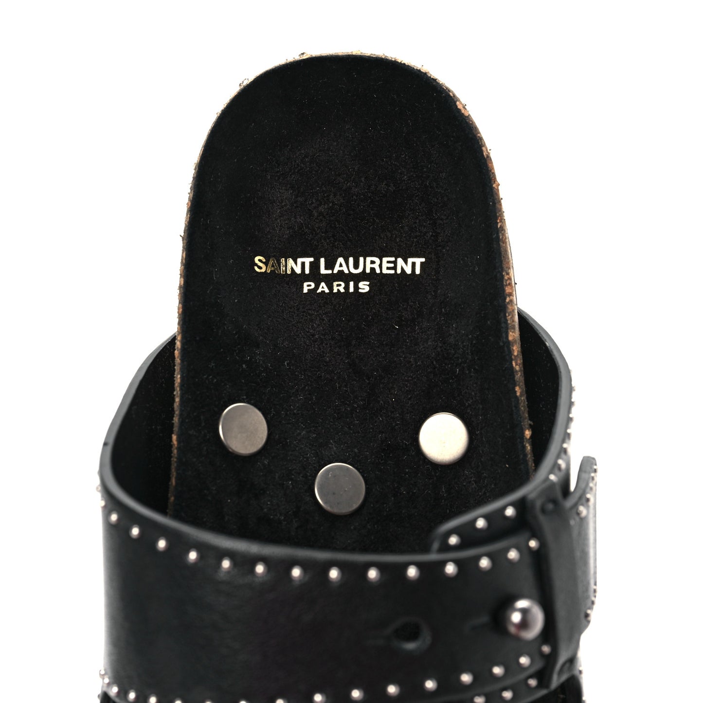 Calfskin Studded Jimmy Cross Slides 37.5 Black
