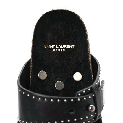 Saint Laurent Calfskin Studded Jimmy Cross Slides 37.5 Black 7 of 9
