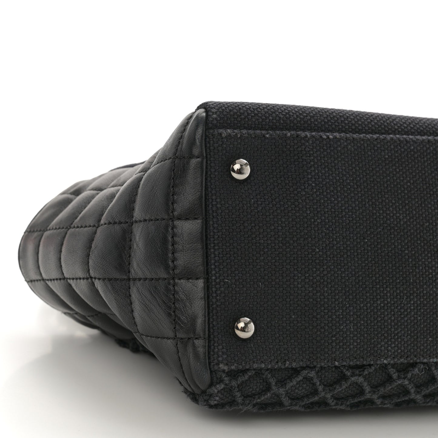 Lambskin Canvas Chocolate Bar CC Shopping Tote Black