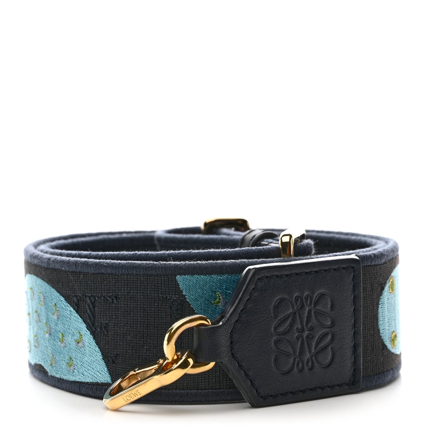 Calfskin Jacquard Snake Anagram Strap Dark Ink