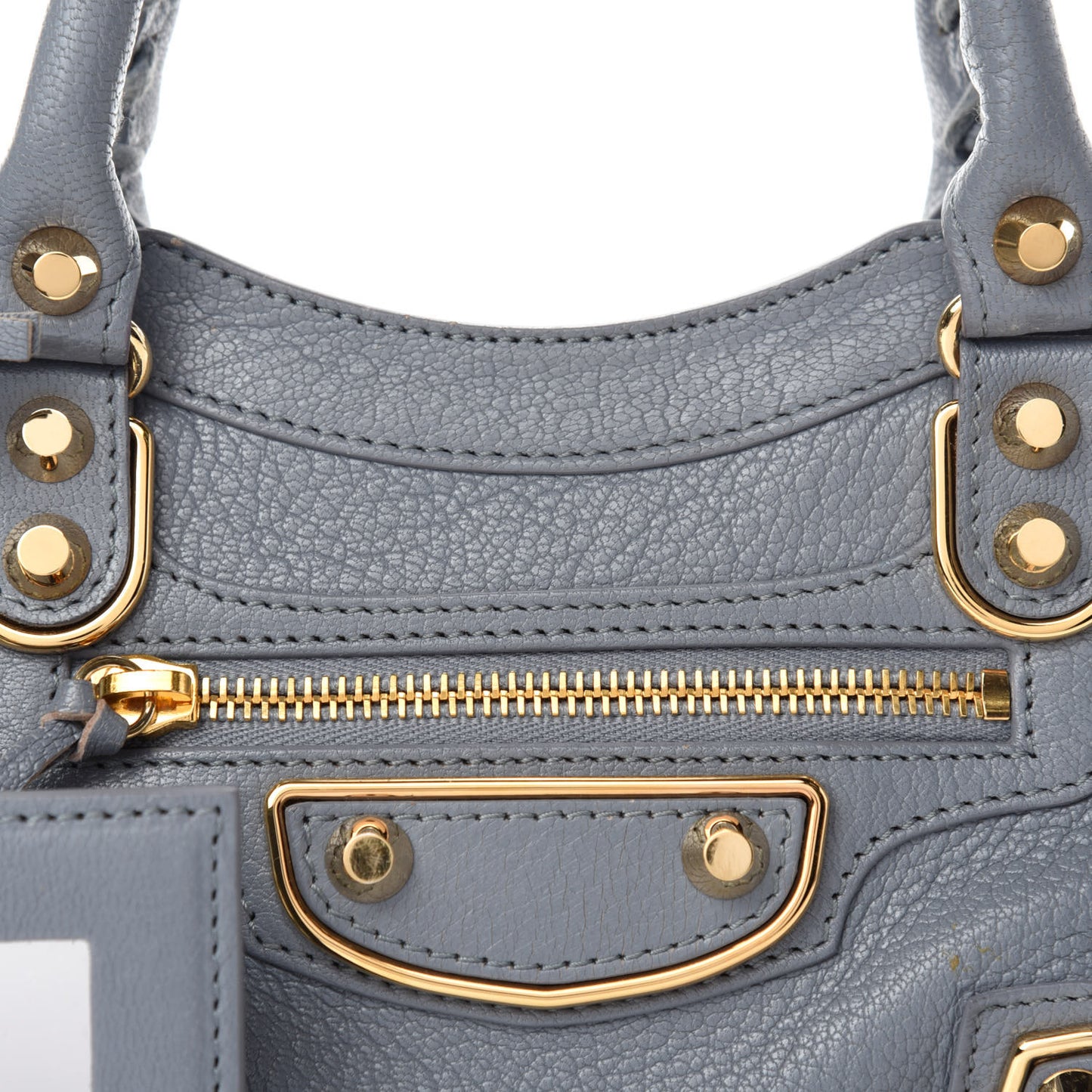 Chevre Gold Metallic Edge Hardware Mini City Bleu Acier