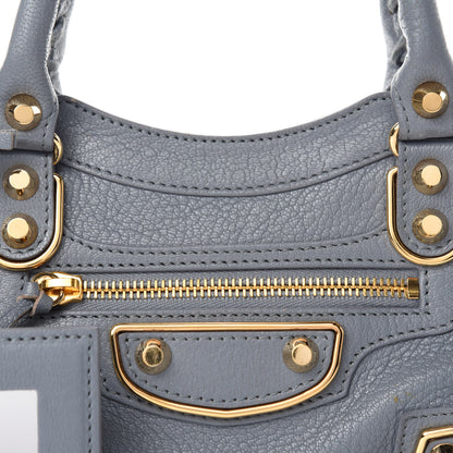 Balenciaga Chevre Gold Metallic Edge Hardware Mini City Bleu Acier 10 of 10