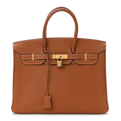 Hermes Taurillon Clemence Birkin 35 Gold 1 of 10