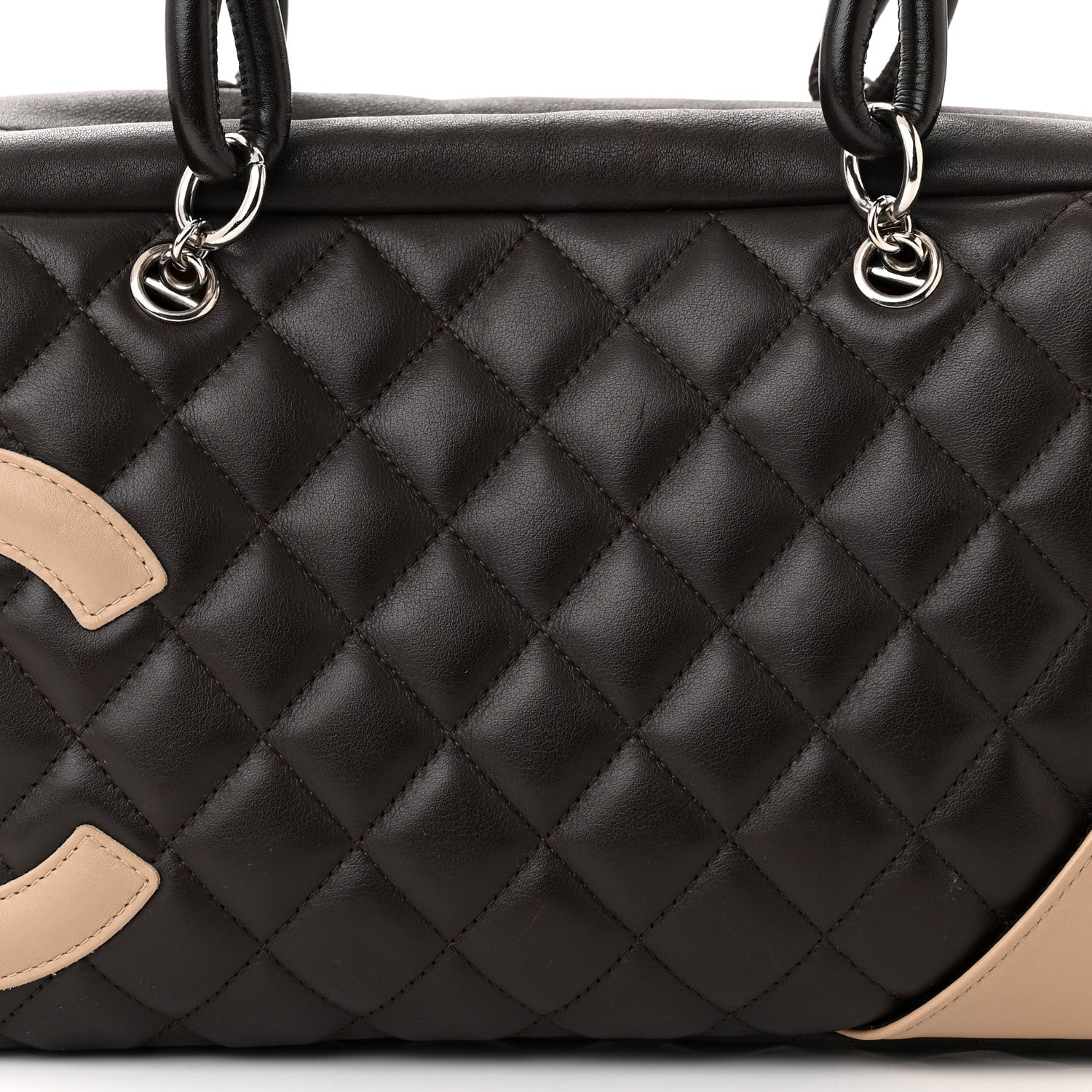 Chanel Calfskin Quilted Cambon Large Bowler Brown Beige 8 of 11