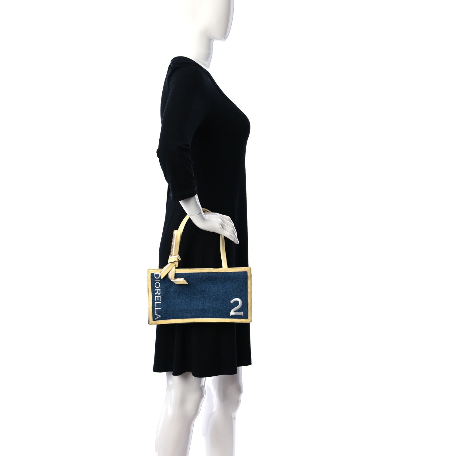 Christian Dior Denim Patent Diorella Rectangular Bag Blue 2 of 17