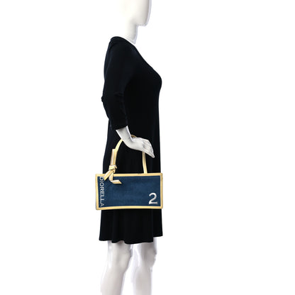 Christian Dior Denim Patent Diorella Rectangular Bag Blue 2 of 17