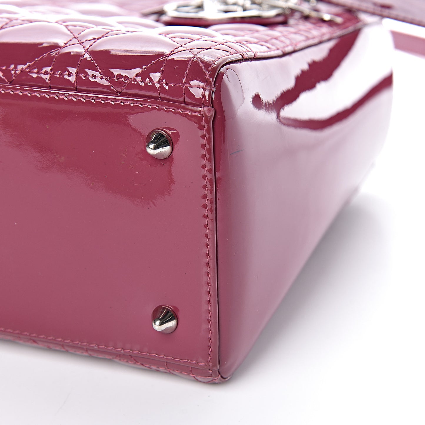 Patent Cannage Medium Lady Dior Dark Pink
