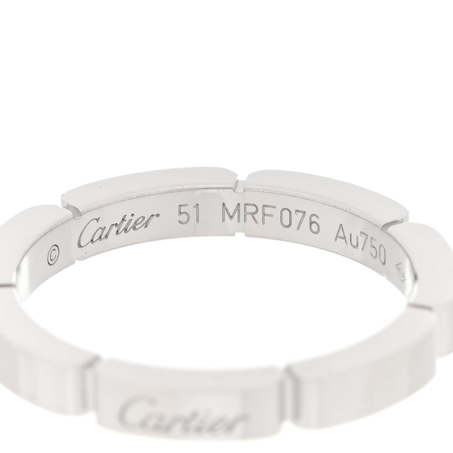 18K White Gold 2.5mm Maillon Panthere Wedding Band Ring 51 5.75