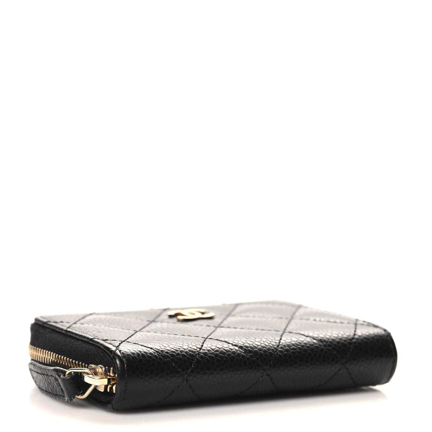 Caviar Quilted Zip Coin Purse Black