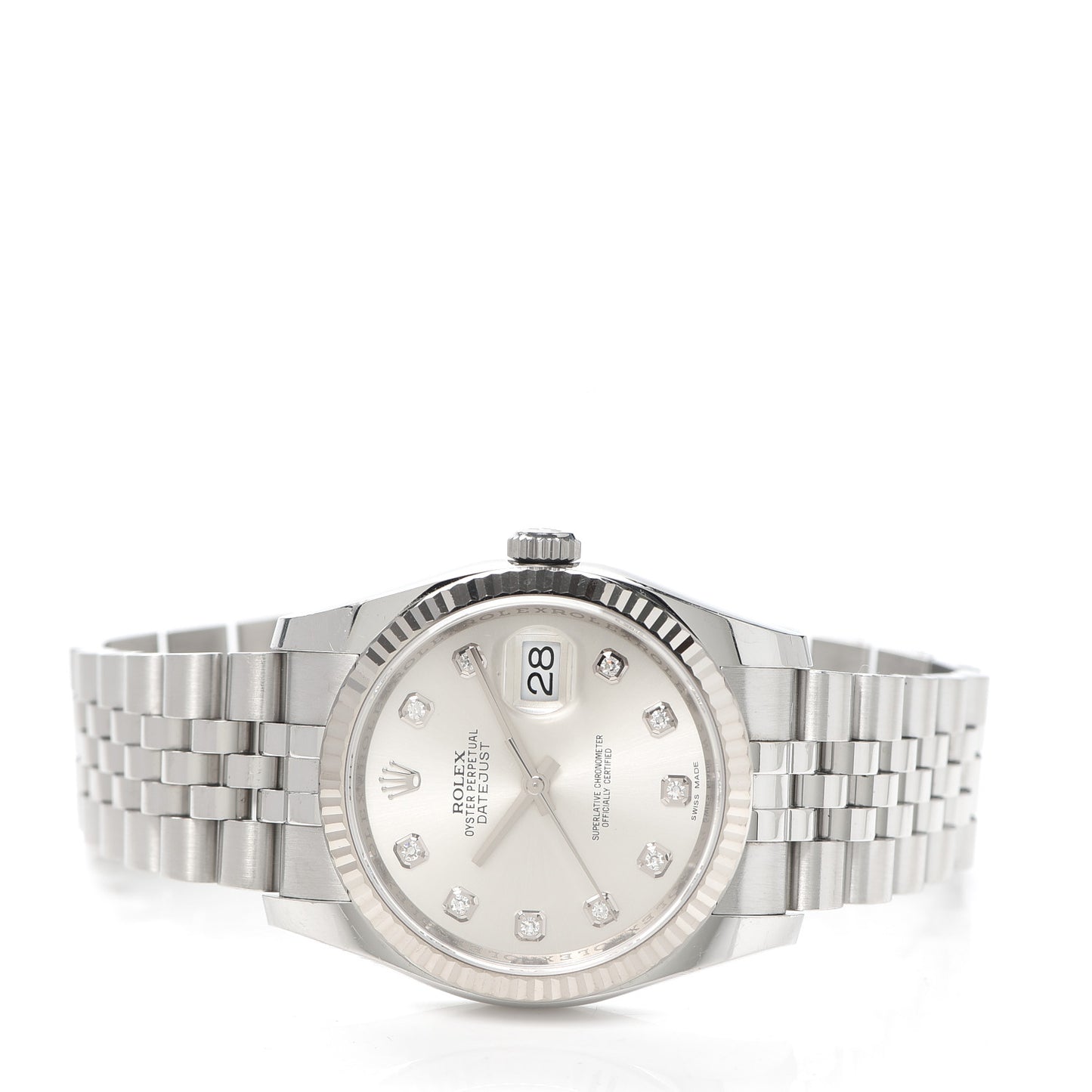 Stainless Steel 18K White Gold Diamond 36mm Oyster Perpetual Datejust Watch Silver 116234