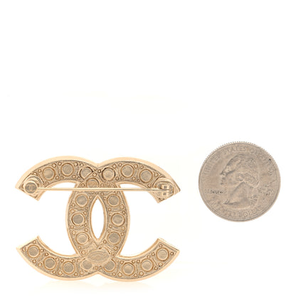 Chanel Metal Crystal Graduated Pearl CC Brooch Gold 2 of 4