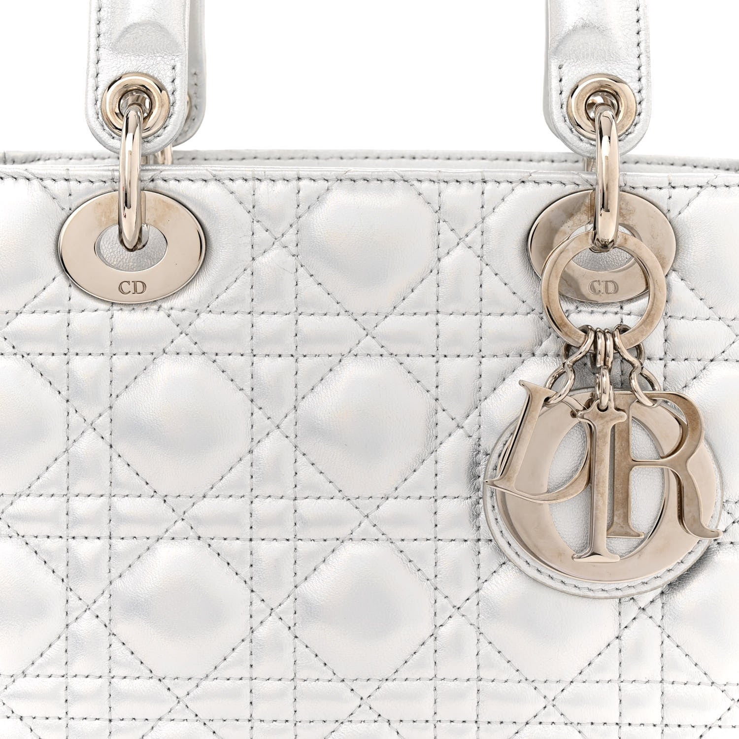 Christian Dior Metallic Lambskin Cannage Small My ABCDior Lady Dior Silver 8 of 15