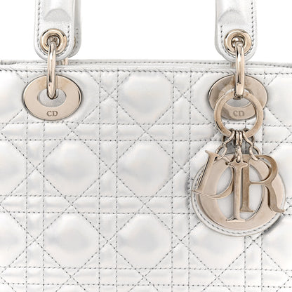 Christian Dior Metallic Lambskin Cannage Small My ABCDior Lady Dior Silver 8 of 15