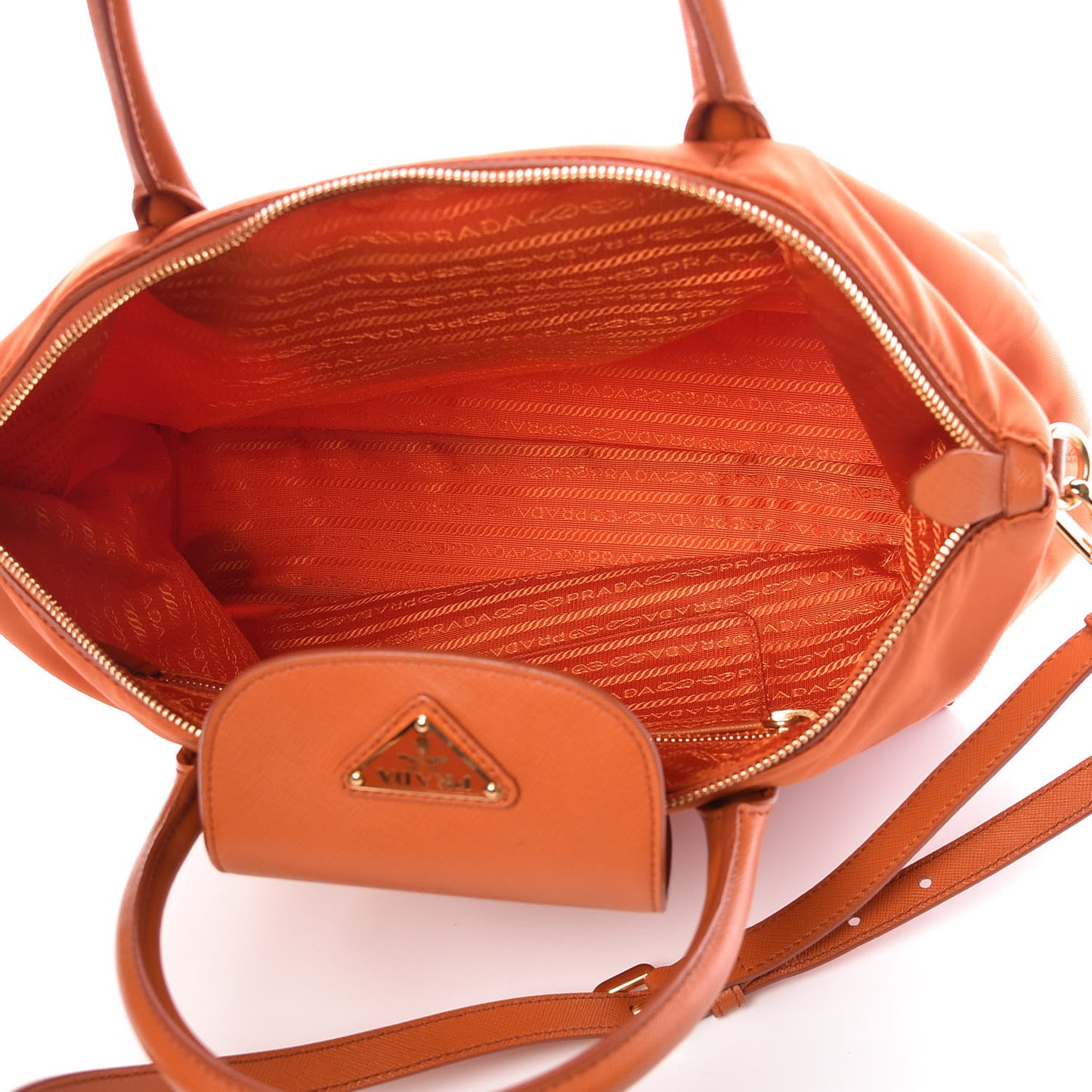 Tessuto Nylon Saffiano Tote Papaya