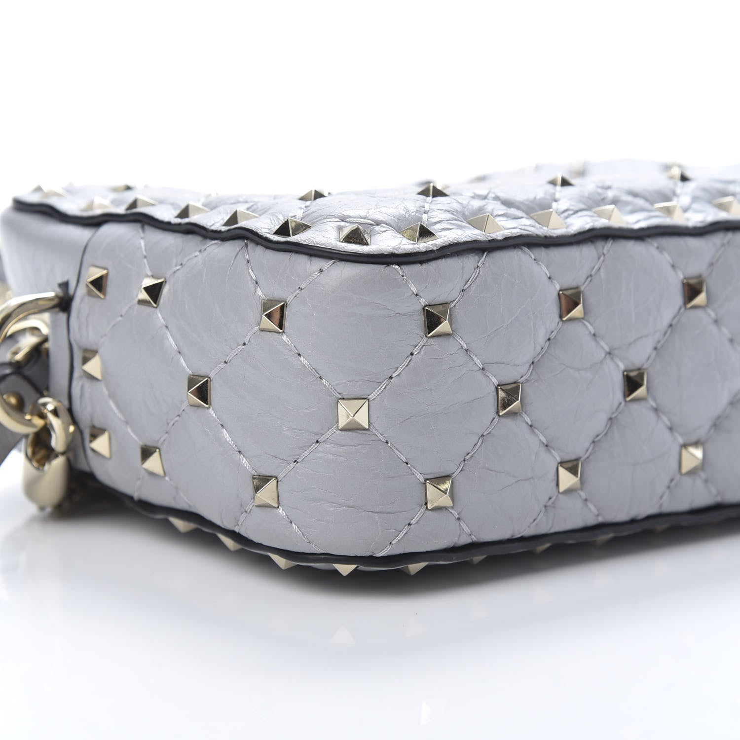 Valentino Garavani Craquele Nappa Rockstud Spike Camera Crossbody Bag Pastel Grey 8 of 10