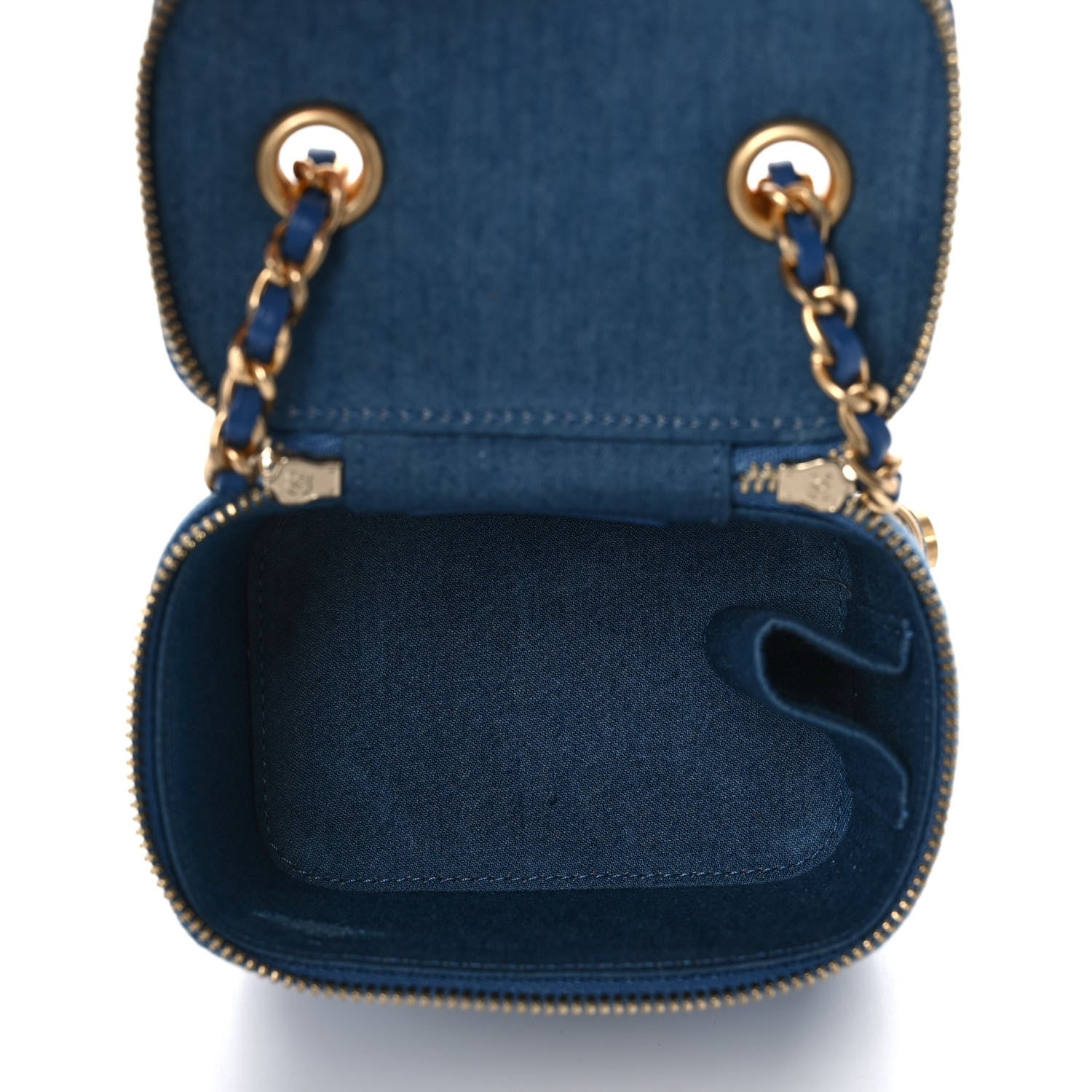 Chanel Denim Quilted Mini Pearl Crush Vanity Case With Chain 5 of 11