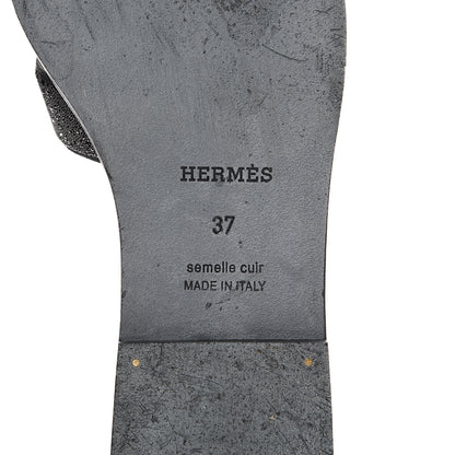 Hermes Suede Goatskin Crystal Powder Oran Sandals 37 Black 6 of 12