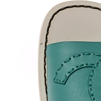 Chanel Calfskin CC Mules 38.5 Turquoise White 11 of 12