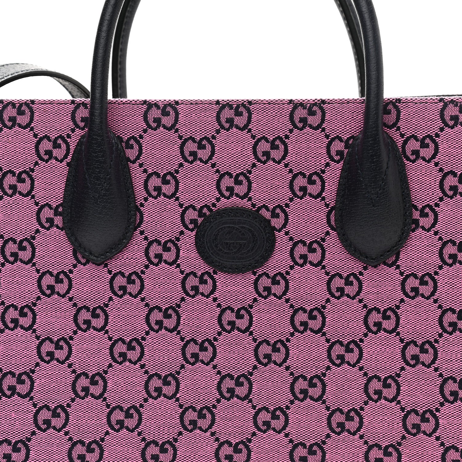 Gucci Monogram Multicolor Textured Dollar Calfskin Small Retro Interlocking G Tote Bag Pink Blue 7 of 9