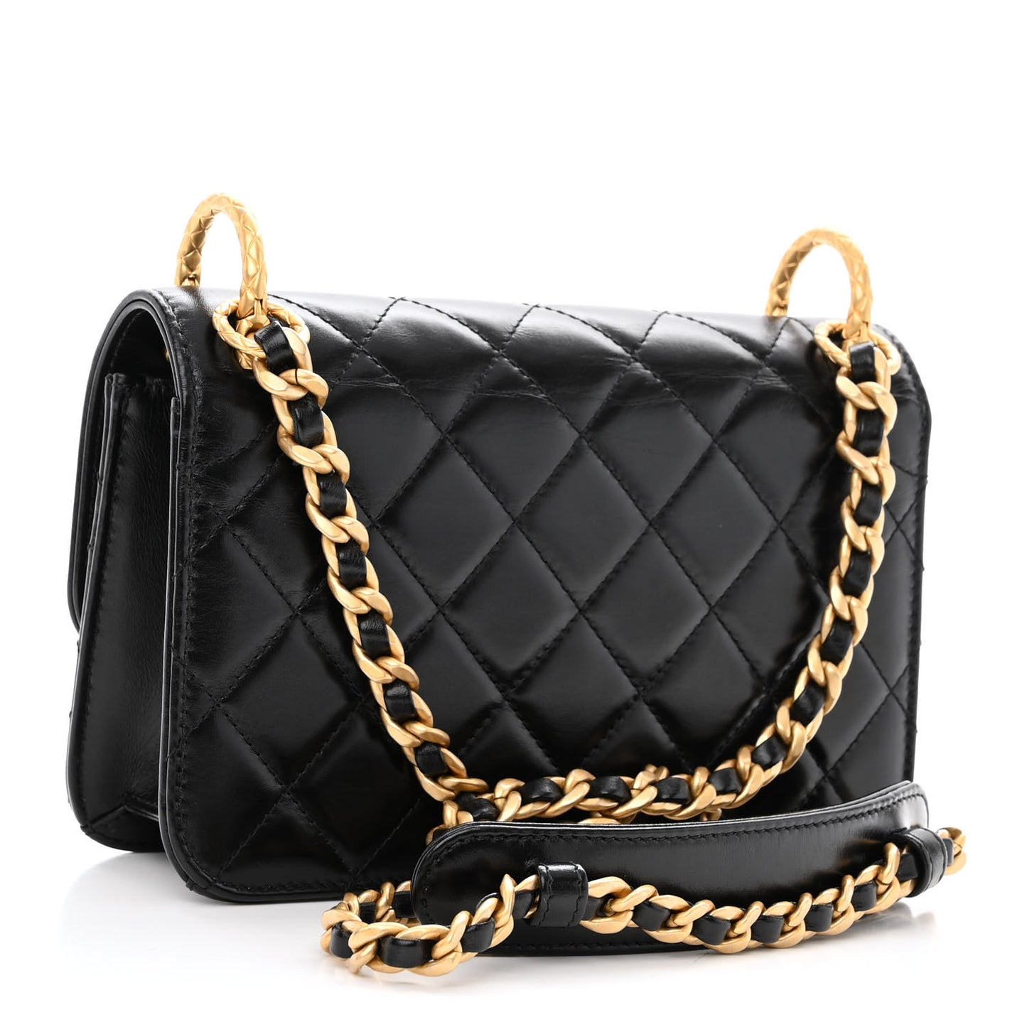 Calfskin Quilted Mini Coco Ring Flap Black