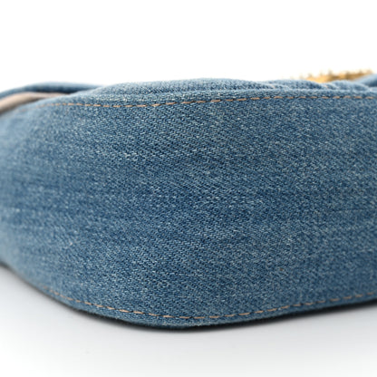 Gucci Denim Matelasse Mini Pearly GG Marmont Shoulder Bag Blue 9 of 12
