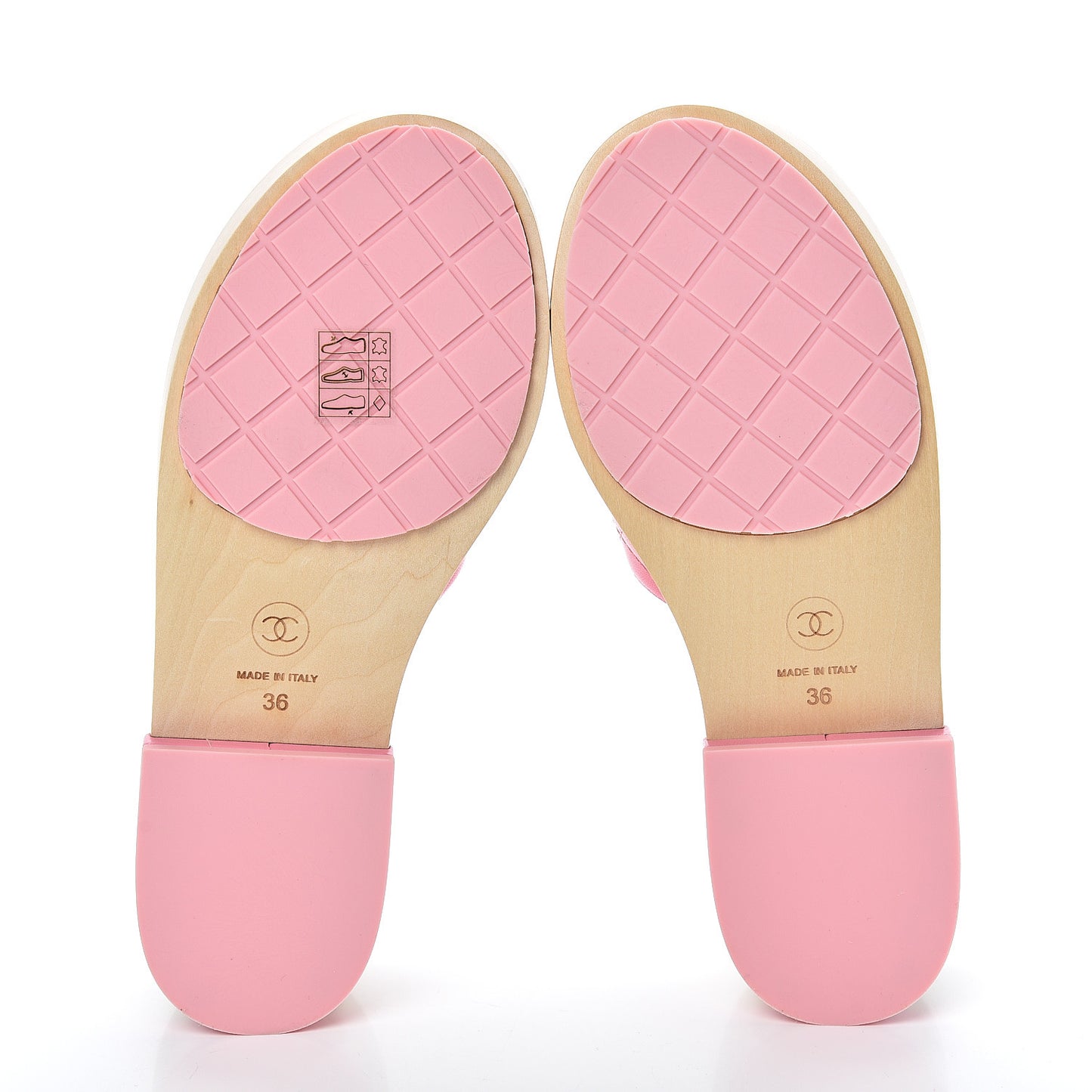 Lambskin CC Flat Slide Sandals 36 Pink