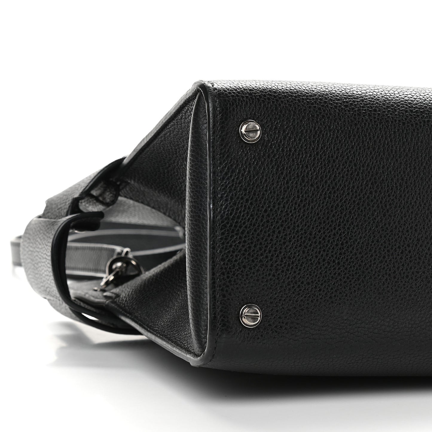 Grained Calfskin Small Horizon Satchel Black