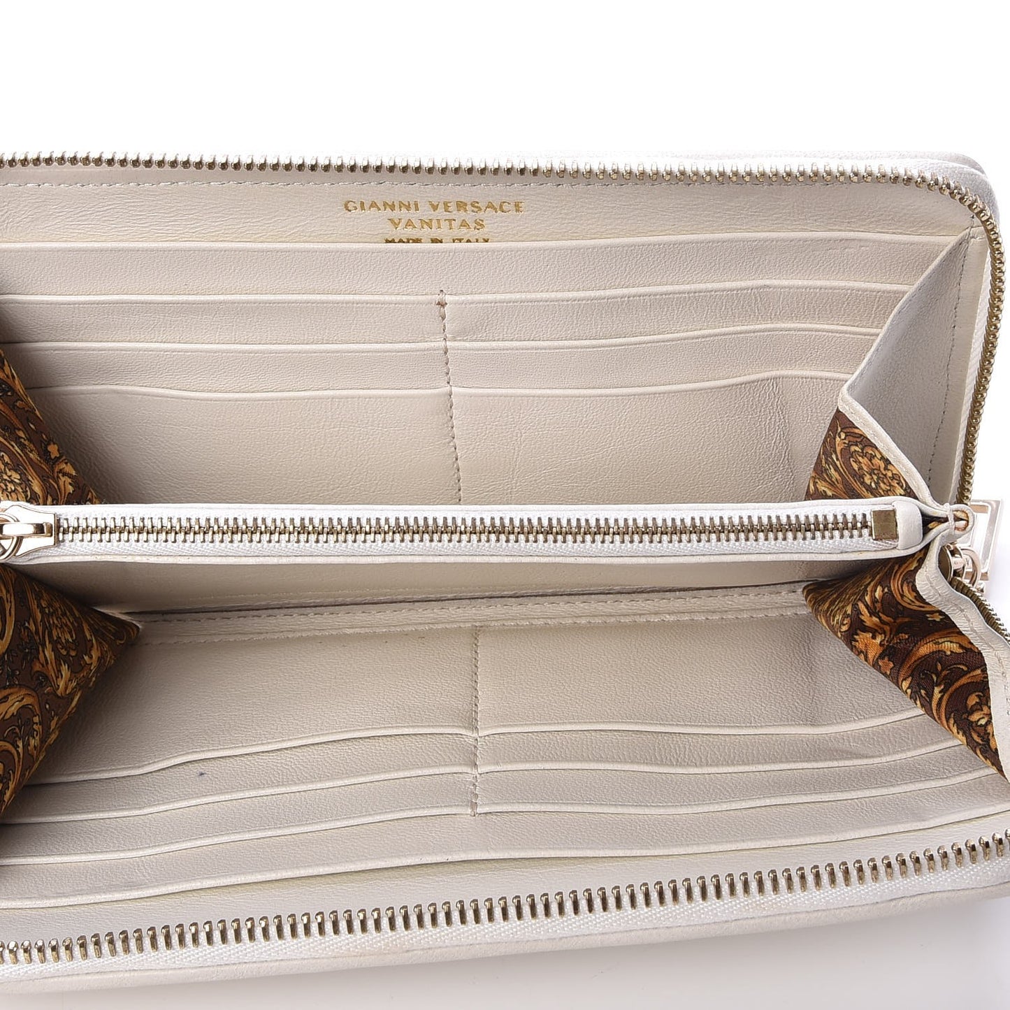 Nappa Barocco Zip Around Wallet White