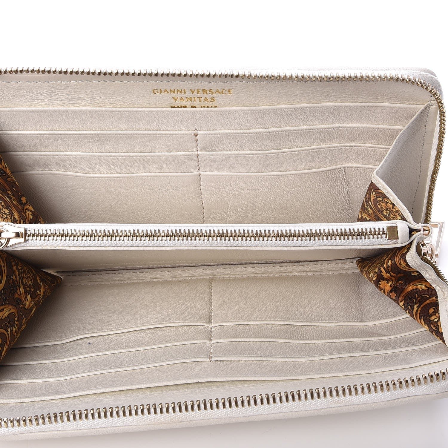 Versace Nappa Barocco Zip Around Wallet White 5 of 7