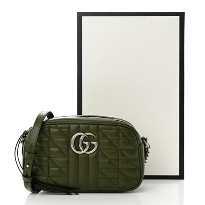 Gucci Calfskin Matelasse Aria Small GG Marmont Chain Shoulder Bag Military Wood 10 of 10