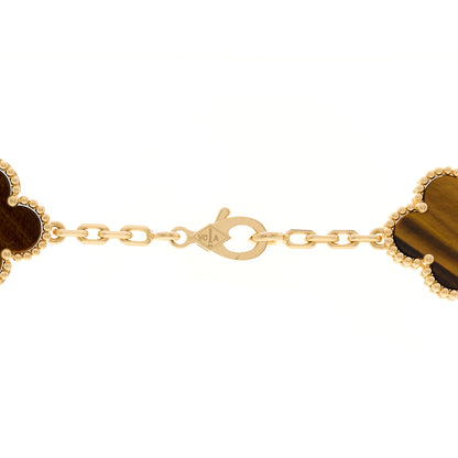 Van Cleef & Arpels 18K Yellow Gold Tiger Eye 20 Motifs Vintage Alhambra Necklace 4 of 5