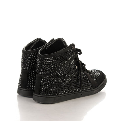 Gucci Satin Studded High Top Sneakers 38 Black 4 of 7