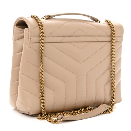 Saint Laurent Calfskin Y Quilted Monogram Small Loulou Chain Satchel Dark Beige 3 of 10