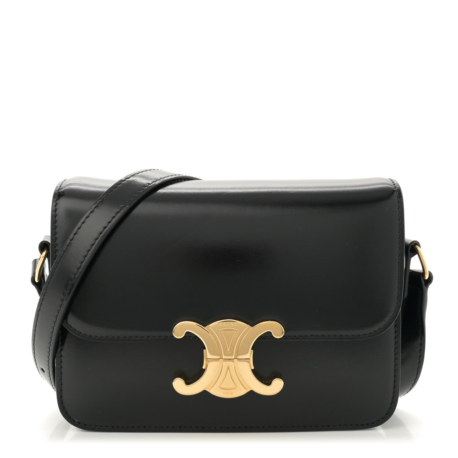 Celine Shiny Calfskin Teen Triomphe Black 1 of 10