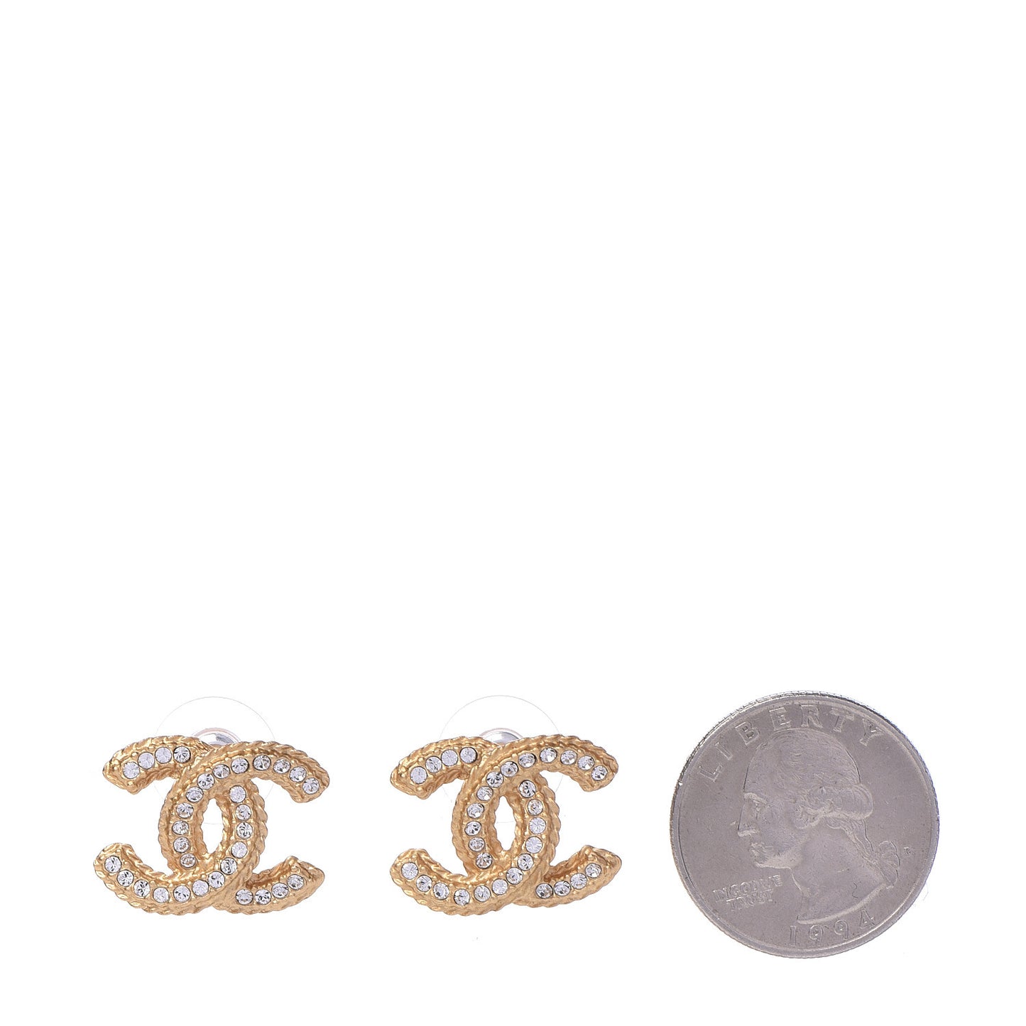 Crystal Textured CC Earrings Gold